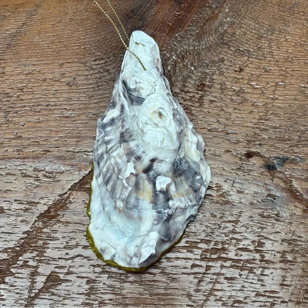 Hand-Painted Egret Oyster Shell Ornament